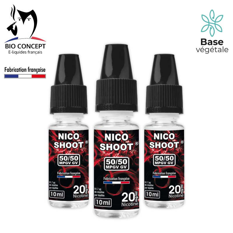 10 Packs 3 flacons Nico Shoot® apport en nicotine base DIY eliquide