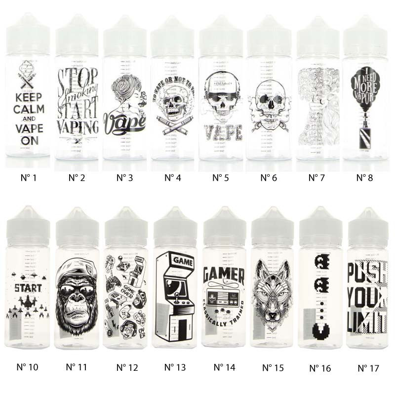 Flacon Art Work Chubby gradué et illustré de 70 et 120ml pour préparation  DIY eliquides e-cigarettes