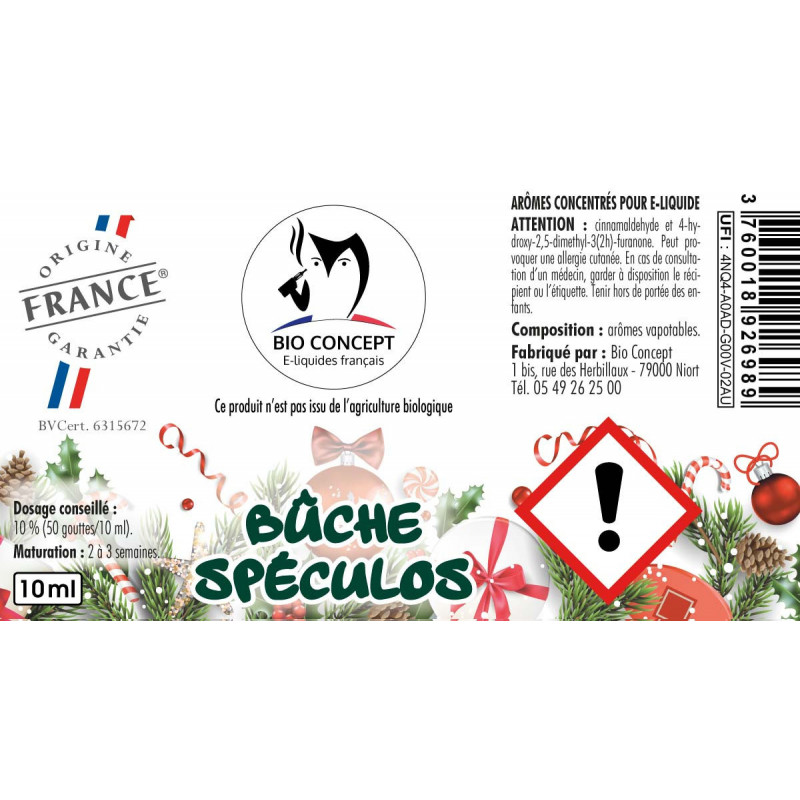 Bûche spéculos Arôme DIY de Noël pour E-liquide