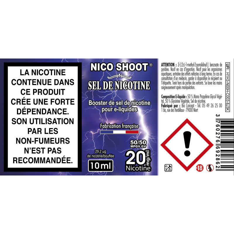 10 Packs 3 flacons Nico Shoot® apport en nicotine base DIY eliquide