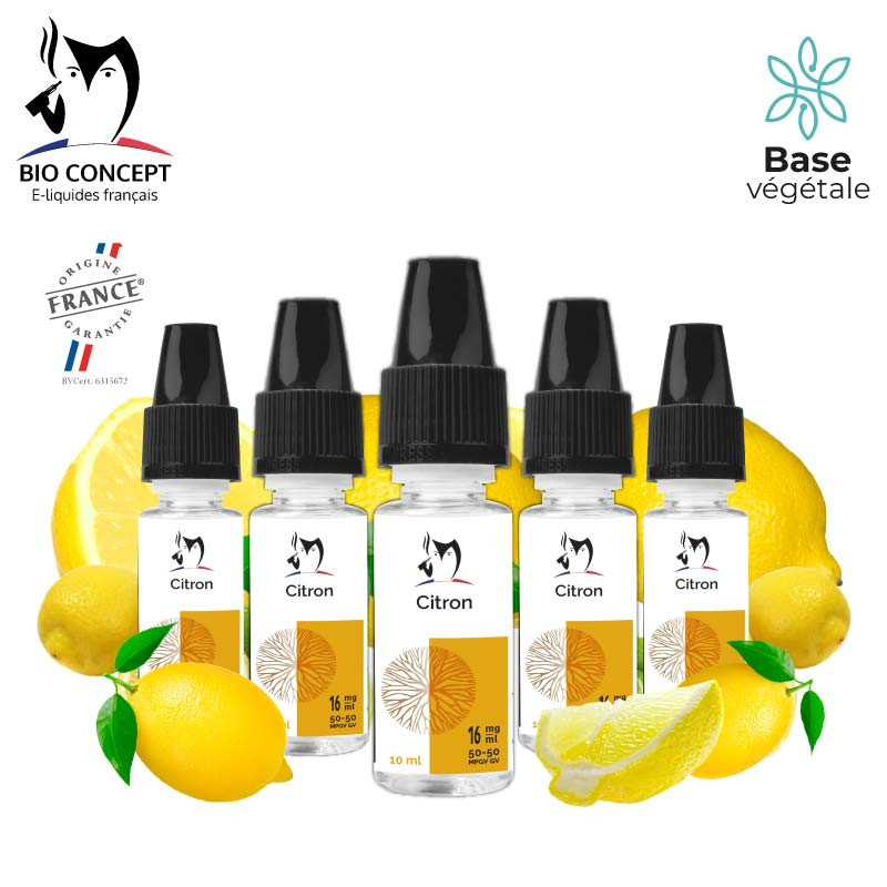 Lot de 5 e-liquides Citron en 16 mg/ml