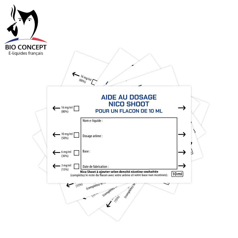 Lot de 10 etiquettes de dosage DIY