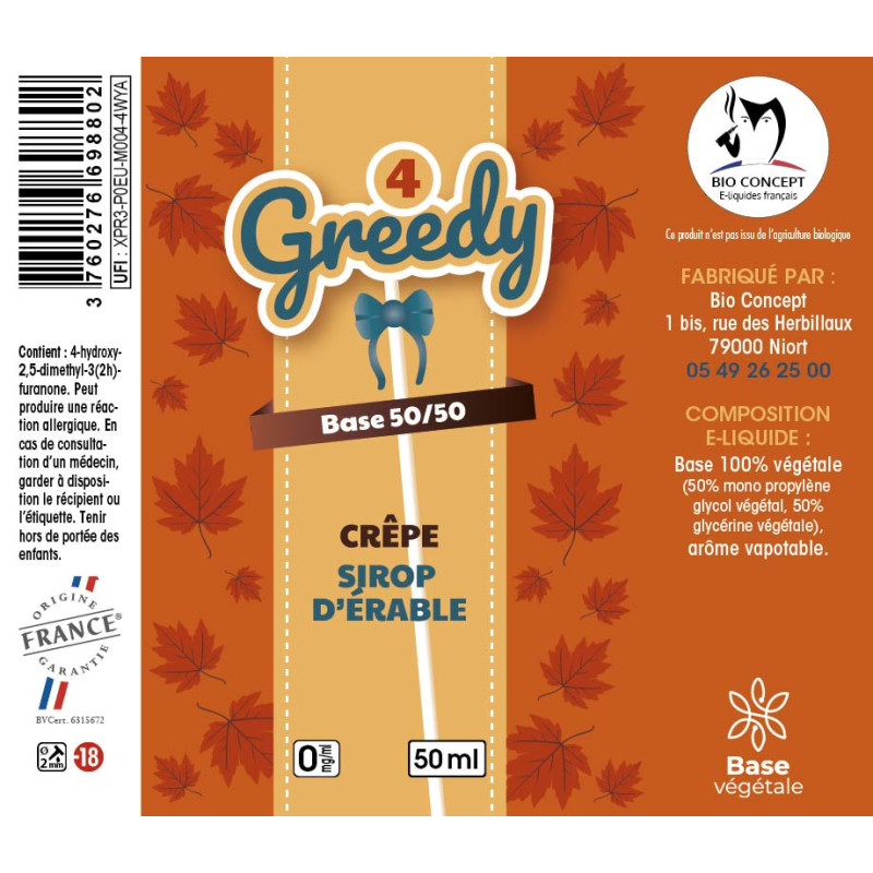 E-liquide Greedy 4 - Crêpe et sirop d'érable - 50ml