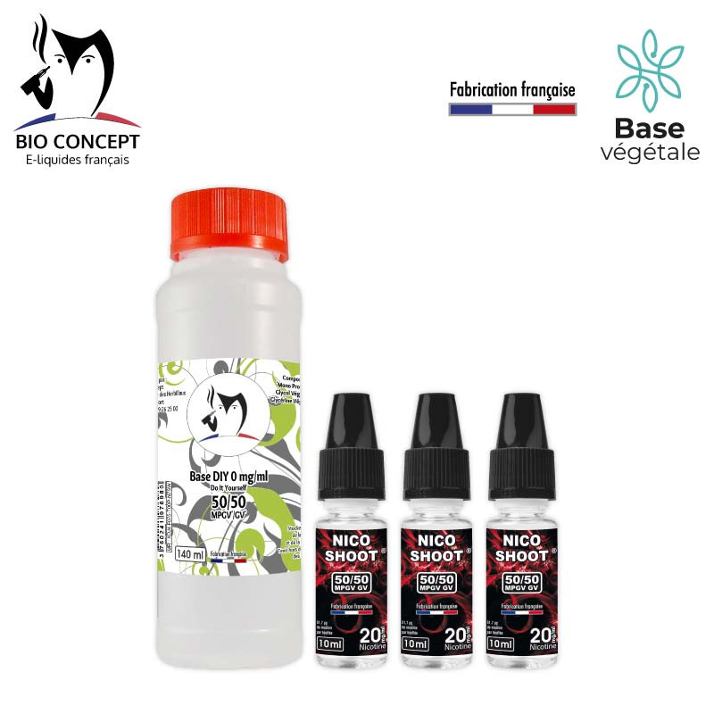 Pack DIY 3 mg/ml : 140 ml base DIY et 3 NicoShoot®