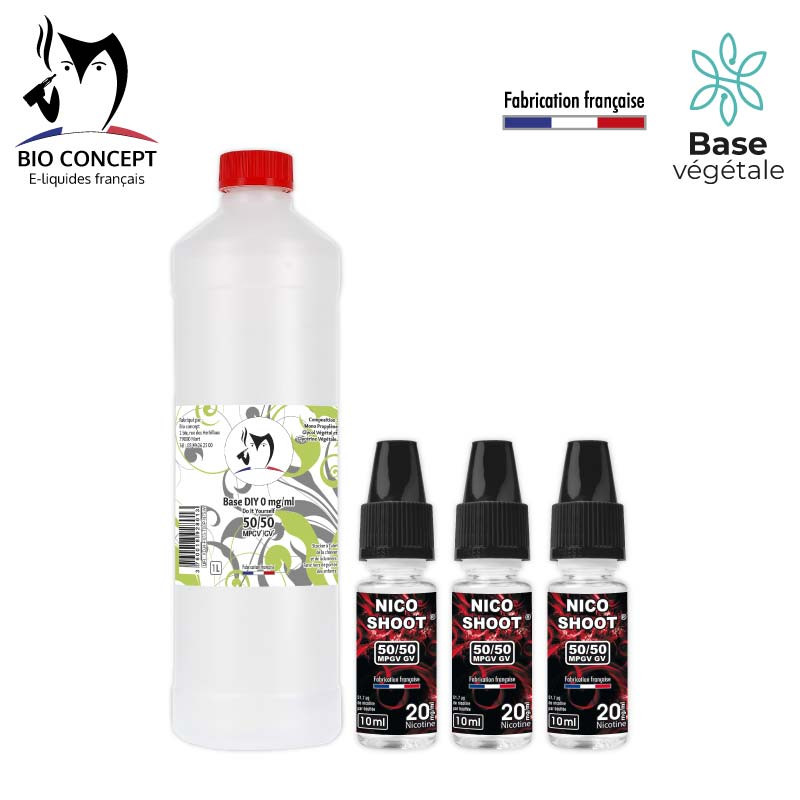 Pack DIY 3 mg/ml : 1L base DIY et 21 NicoShoot®