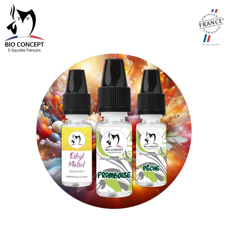 Recette e liquide DIY Framboise pêche