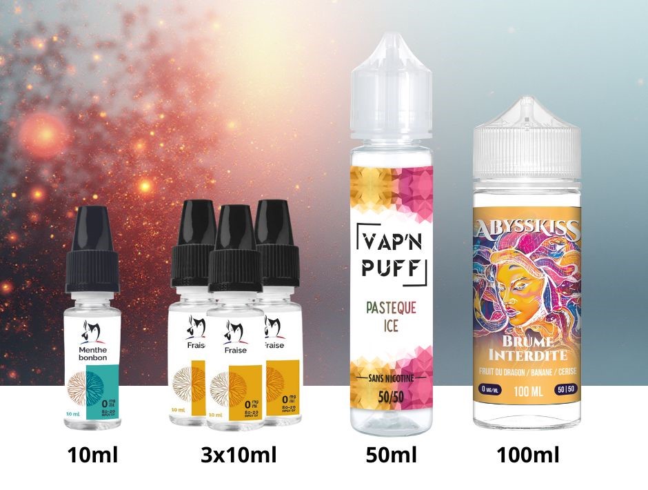 Différents formats de flacon e liquide