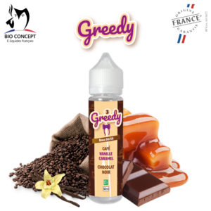 E liquide premium Greedy Bioconcept café vanille caramel chocolat noir